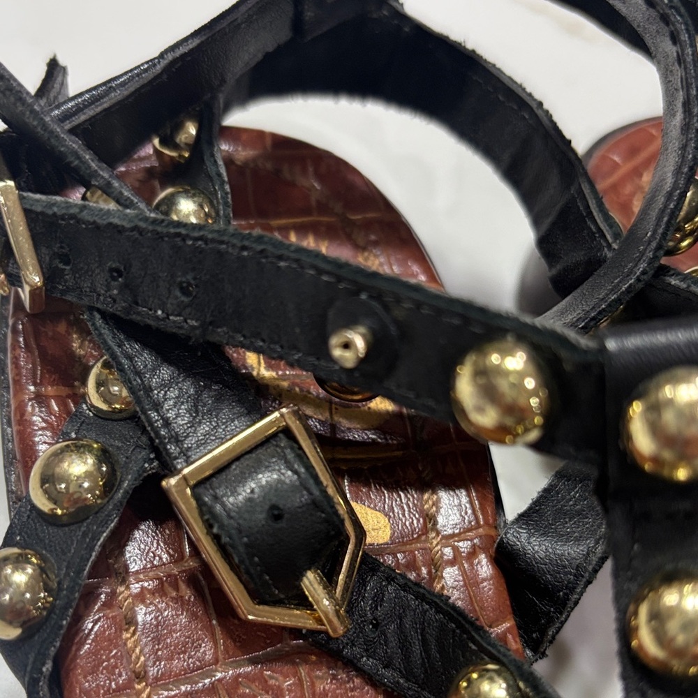 Sam Edelman Black Gladiator Sandals with Gold Studs - Picture 10 of 12